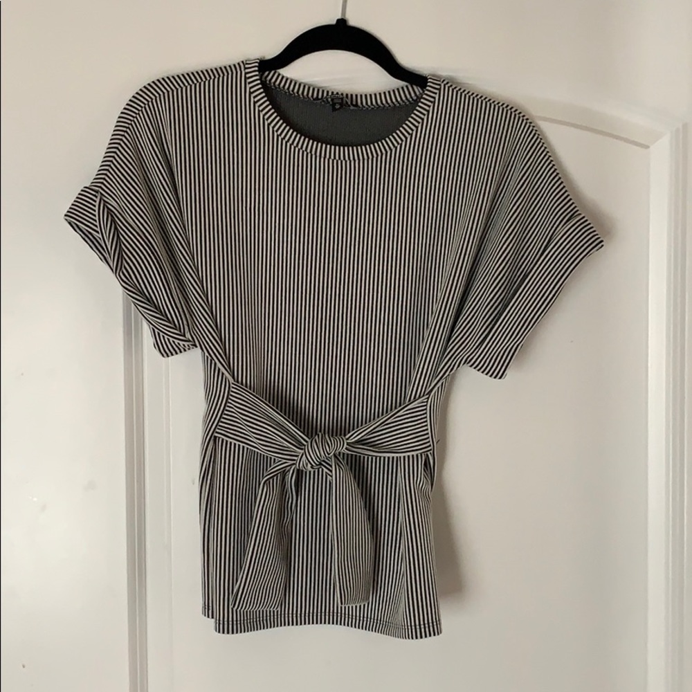 Express striped front tie shirt.